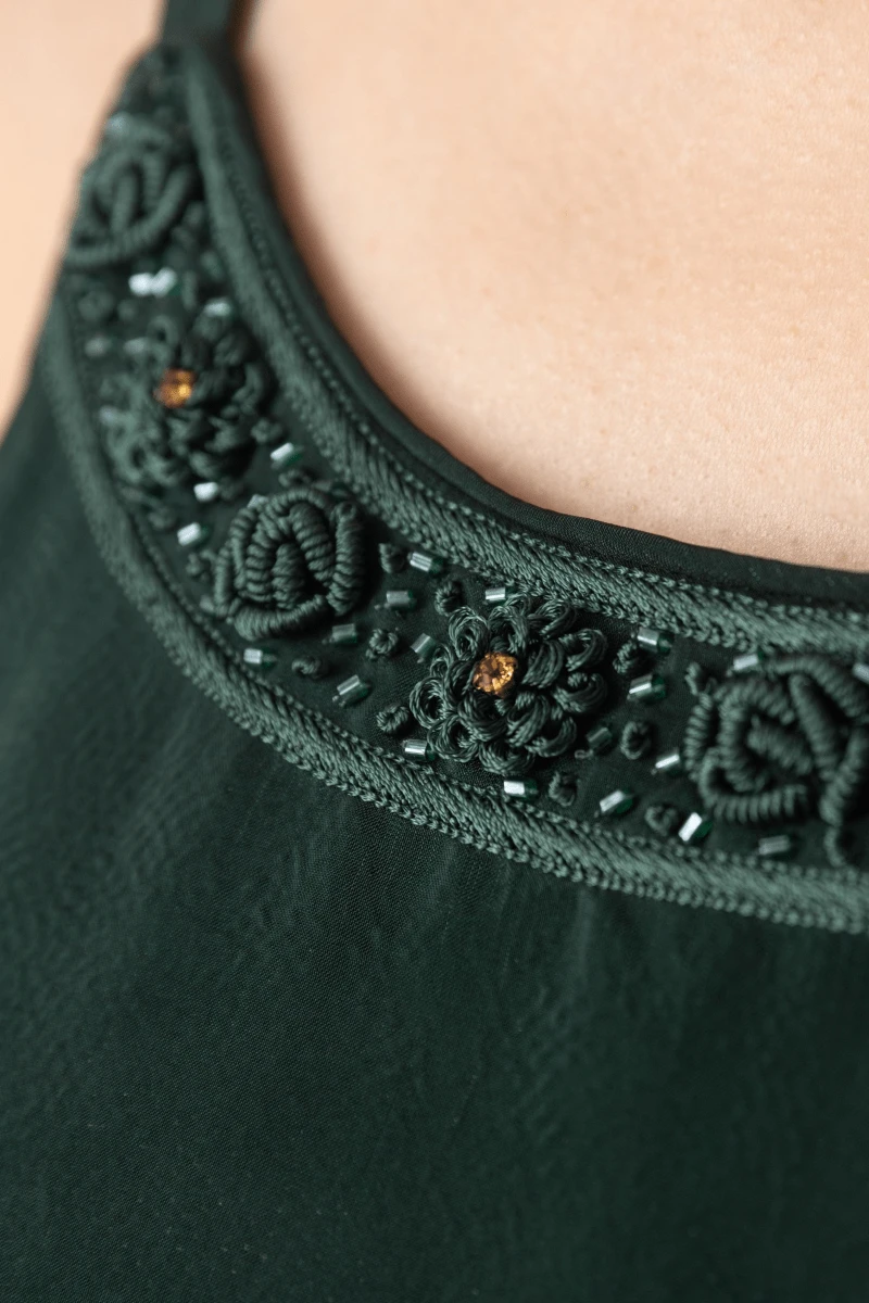 Mirena Green A-Line Long Dress by Raas