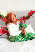 Green Buffalo Plaid Snowflake Family Matching Women's Adult Pajamas