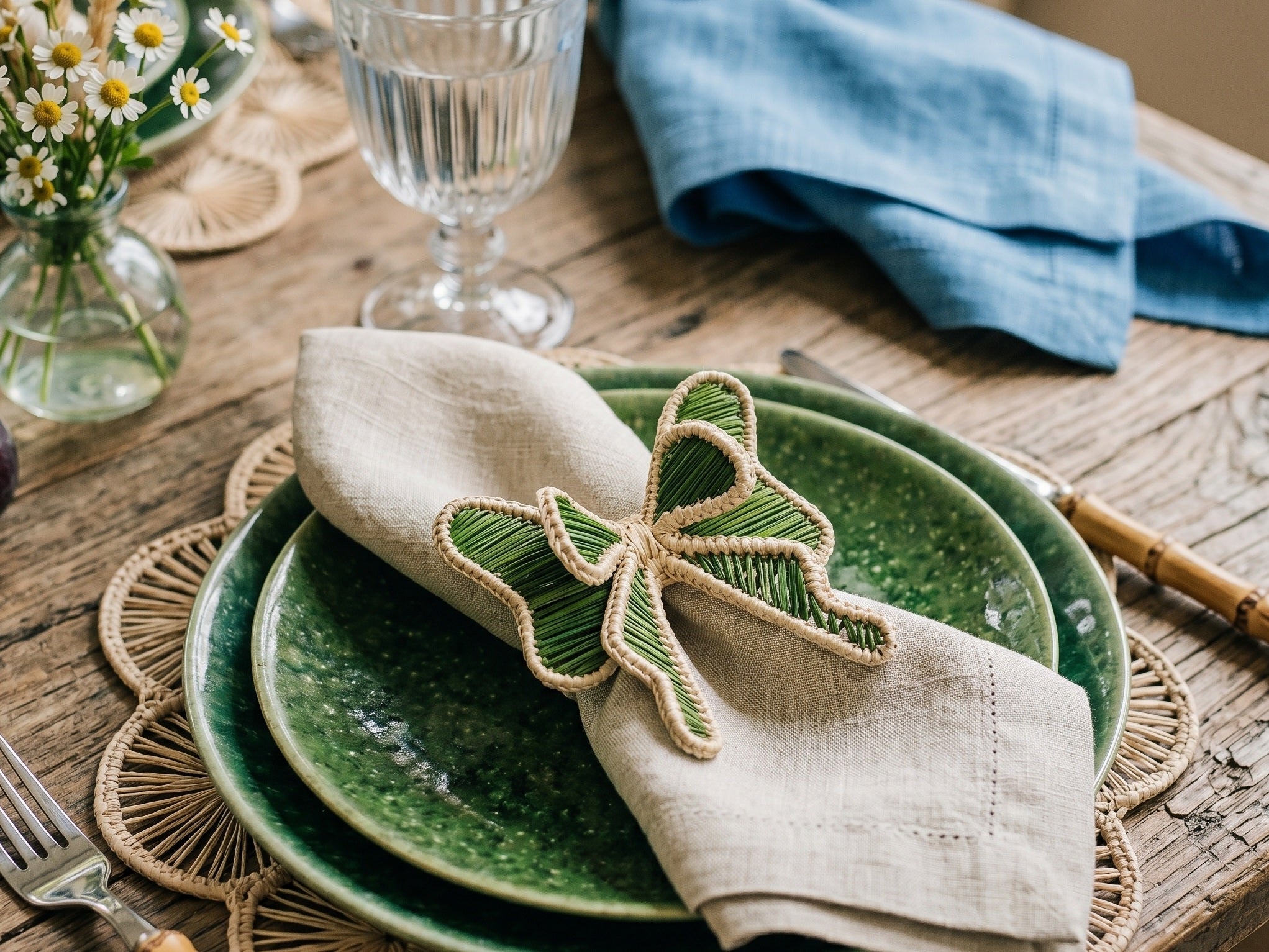 Bow Tie Handwoven Iraca Napkin Ring