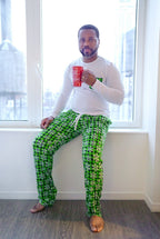 Green Buffalo Plaid Snowflake Family Matching Men's Adult Pajamas