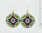 Groovy Green, Blue and Red Flower Print Earrings by Gracie Nicole