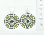 Groovy Green and Grey Flower Print Earrings by Gracie Nicole