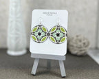Groovy Green and Grey Flower Print Earrings by Gracie Nicole