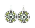 Groovy Green and Grey Flower Print Earrings by Gracie Nicole