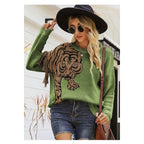 Grrr! Fringed Tiger Sweater in Green or Red [Sizes M-XL] by The Bullish Store