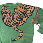 Grrr! Fringed Tiger Sweater in Green or Red [Sizes M-XL] by The Bullish Store