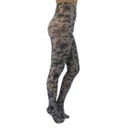 Grunge and Roses Printed Tights in Gray [Sizes Through US 14] by The Bullish Store