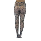 Grunge and Roses Printed Tights in Gray [Sizes Through US 14] by The Bullish Store