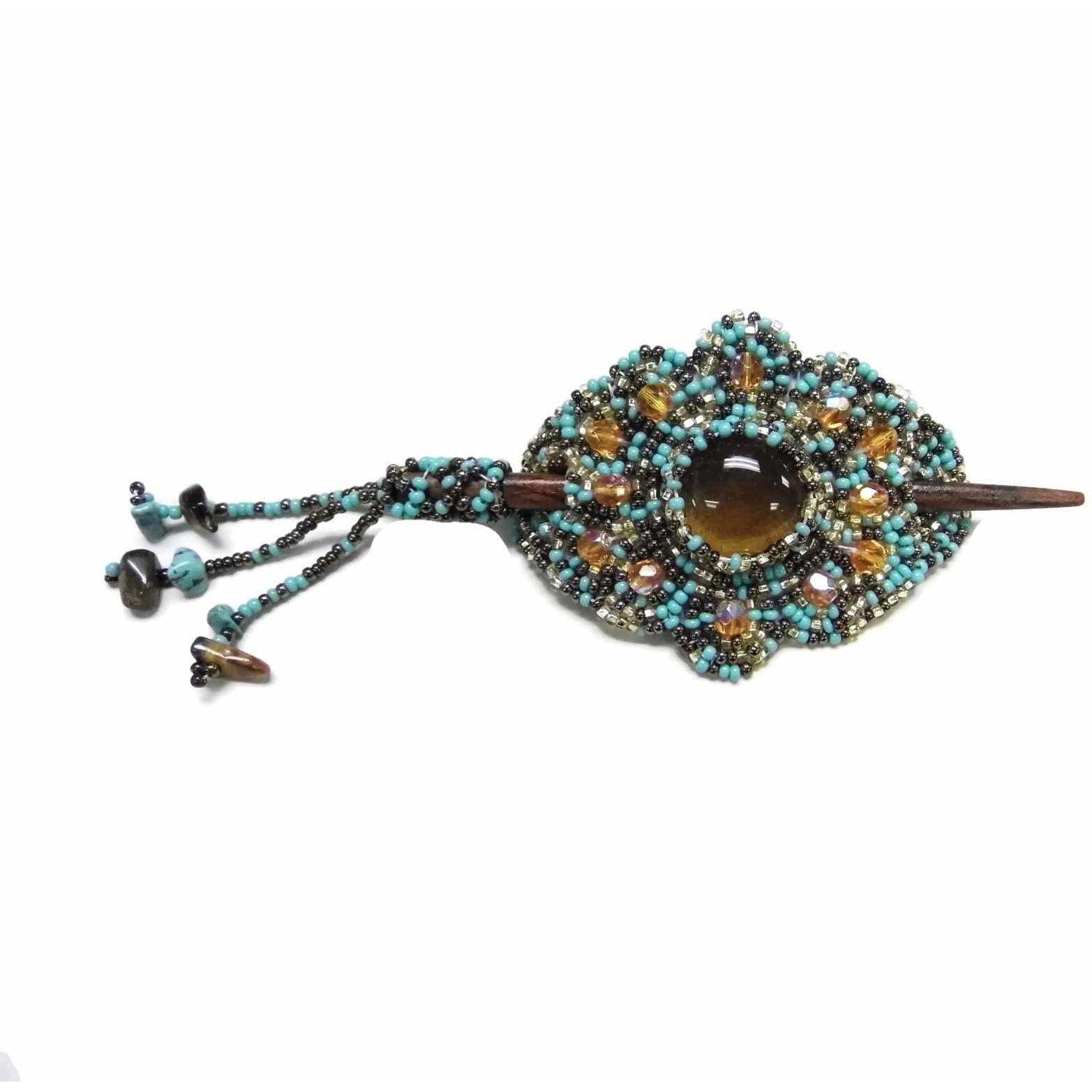 Michelle Seed Bead Hair Barrette - Guatemala