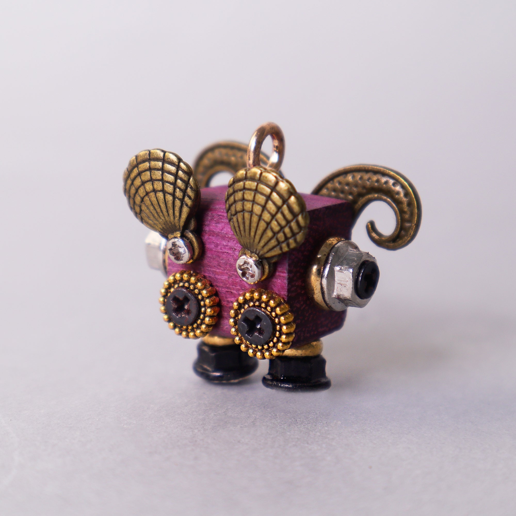 Handcrafted Wooden Bot Necklace, Keychain, or Mini Decor