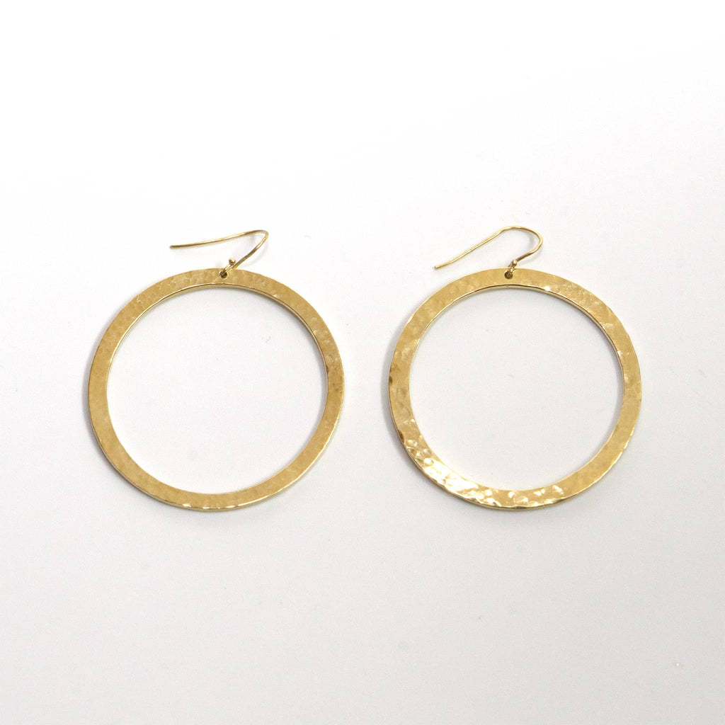 Sura Brass Circular Drop Hoop Earrings for Women