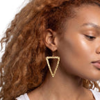 Hammered Triangle Drop Hoop Earrings - Lani