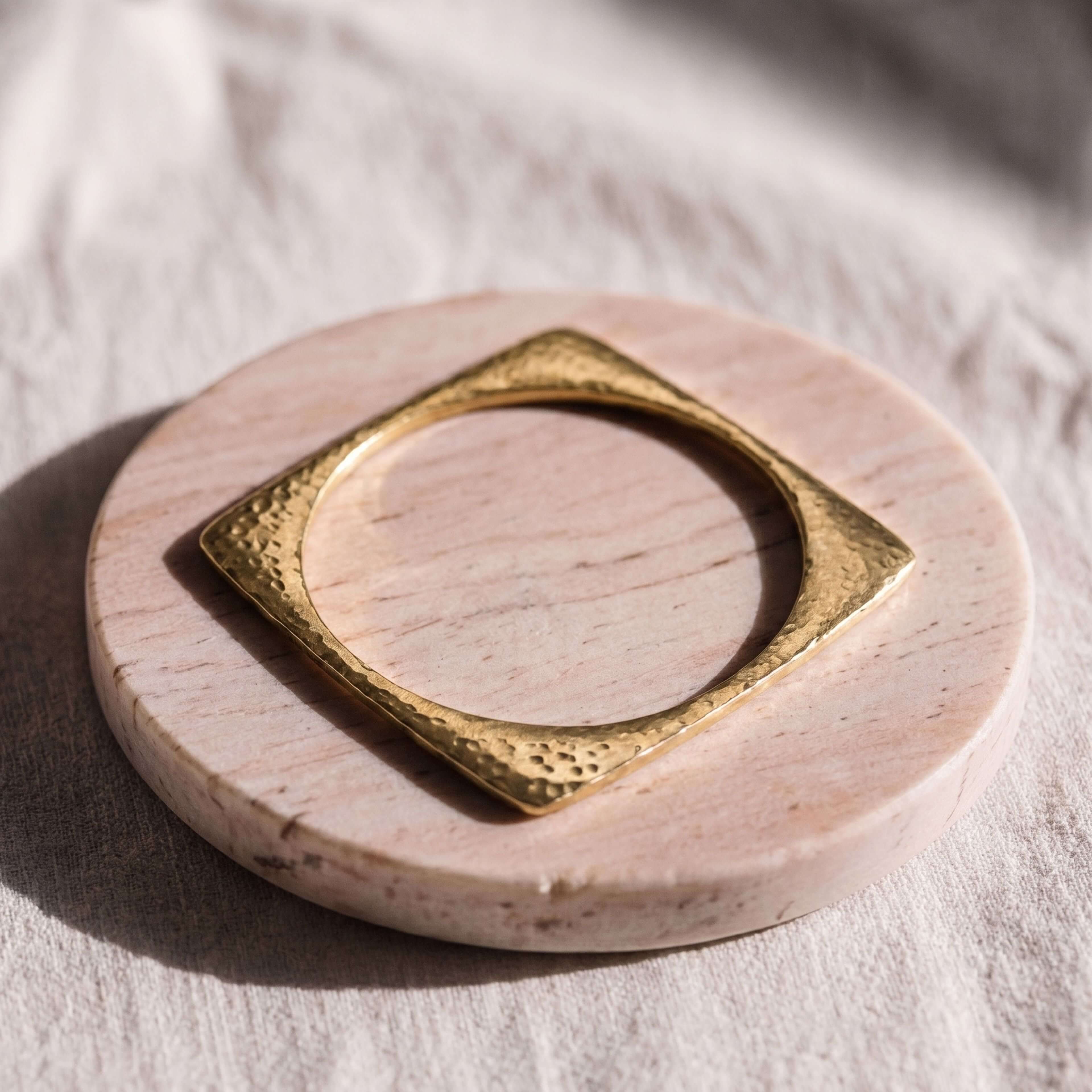 Smooth Brass Square Bracelet – Leo Unisex Handmade Bangle