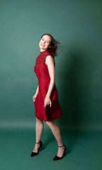 Arella Hand Embroidered Red Short Dress by Raas