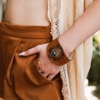 Handcrafted Diamond Piece Leather Cuff Bracelet | Boho Chic Fashion Jewelry | Snap Closure One-size by The Bullish Store