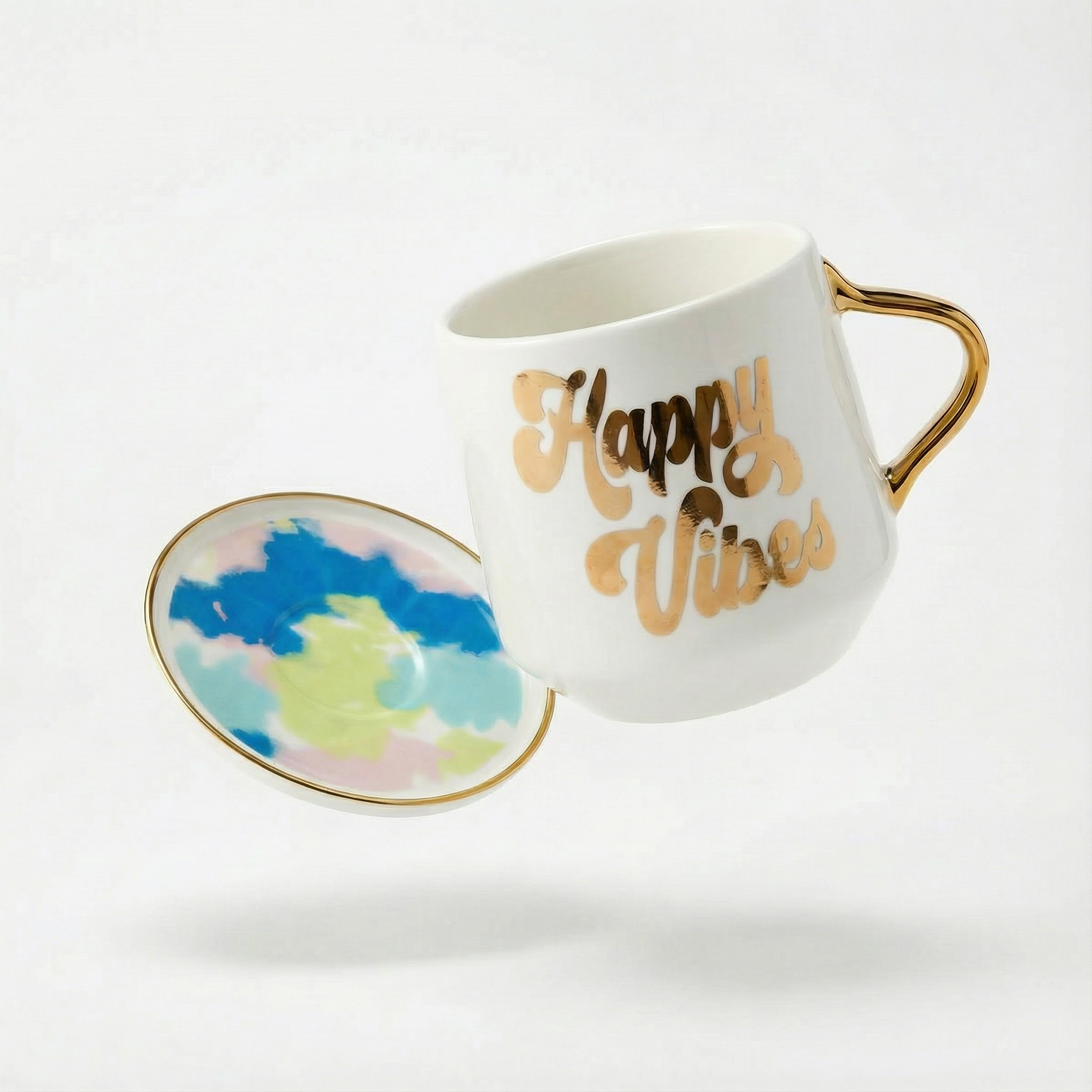 Happy Vibes Mug & Coaster Lid in Groovy Tie-Dye