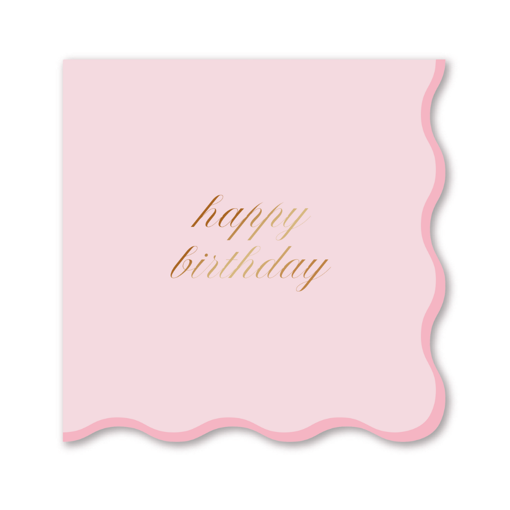 Happy Birthday Cocktail Napkins - Pink & Gold