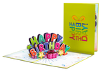 Happy Birthday Pop Up Card (Neon Green) by Paper Love
