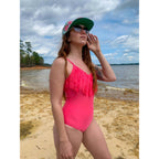 Havasu One Piece Fringe Swimsuit | V Neck Resort Attire in Pink, Jade, Leopard, Serape [Sizes SM-L]