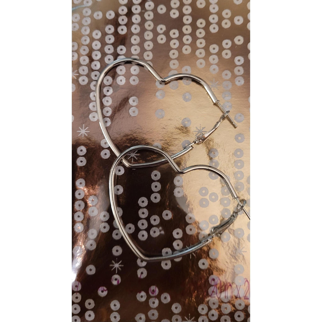 Heart Shaped Hoop Earrings (Silver or Gold)