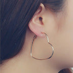 Heart Shaped Hoop Earrings (Silver or Gold) by The Bullish Store