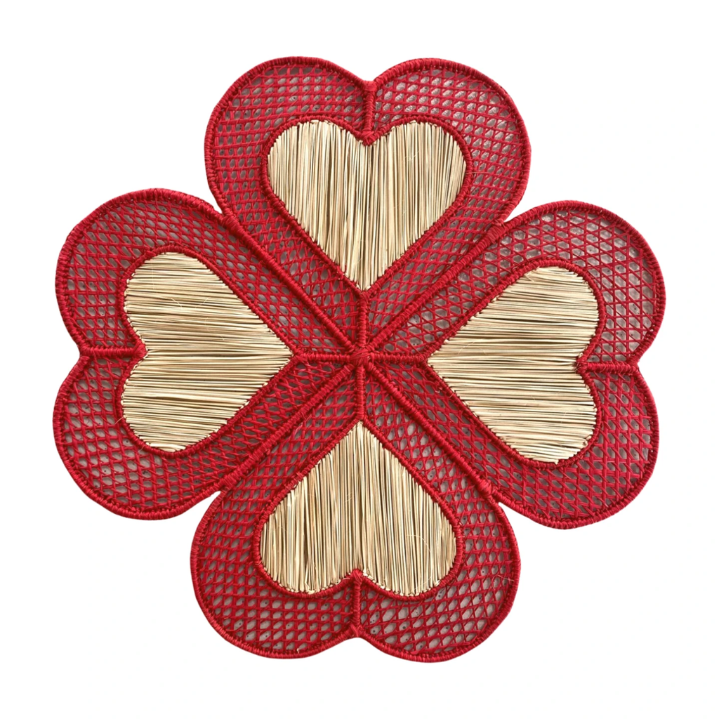 Heart Clover Handwoven Iraca Placemat by MacondoForever
