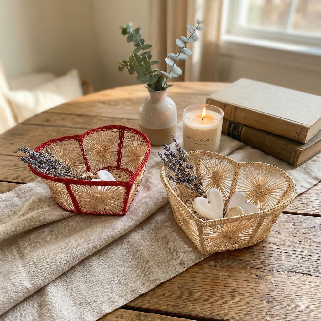 Heart Handwoven Iraca Palm Basket by MacondoForever