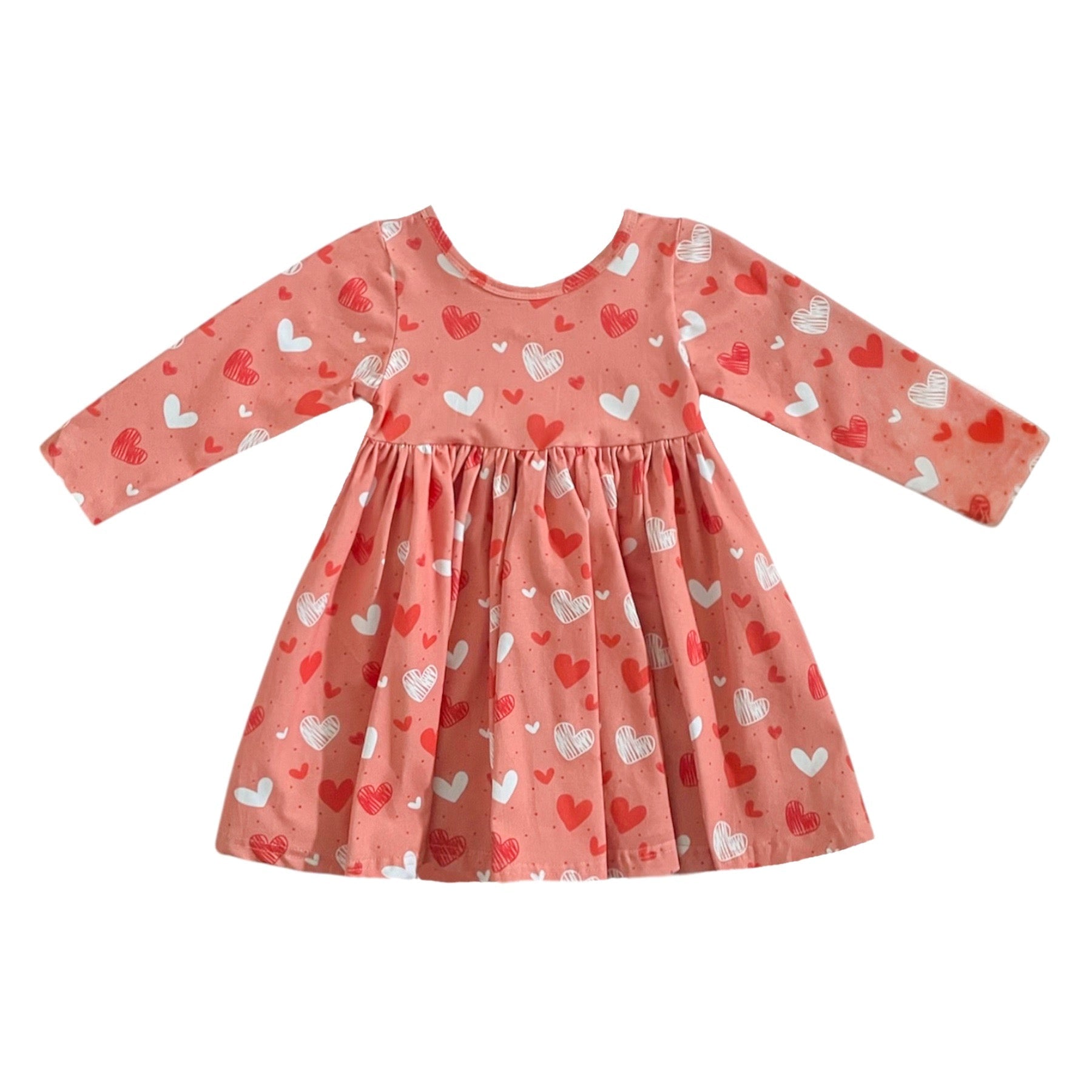 Valentine's Day Heart Doodle Cotton Twirl Dress