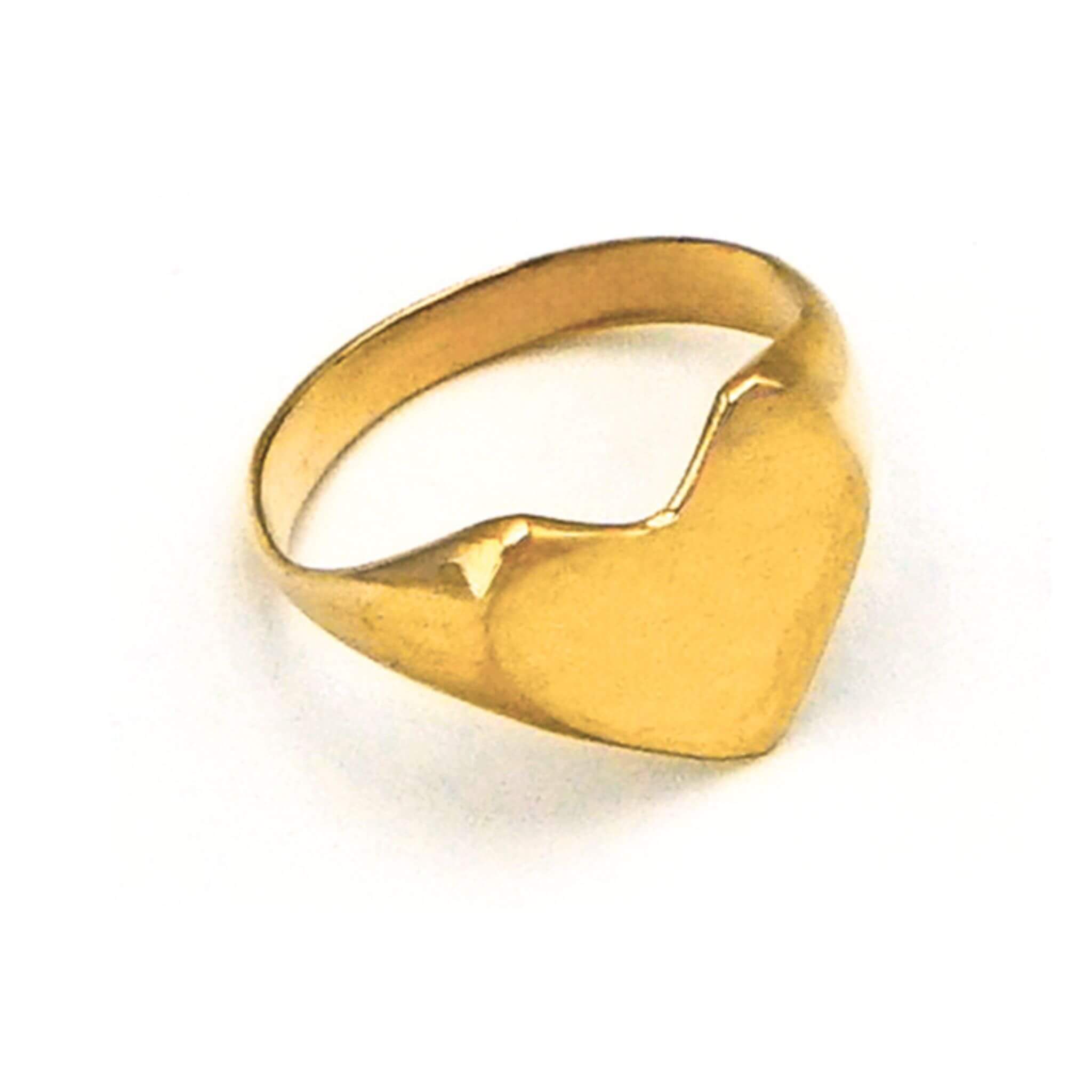 Mawi Love Golden Heart Shape Initial Signet Ring