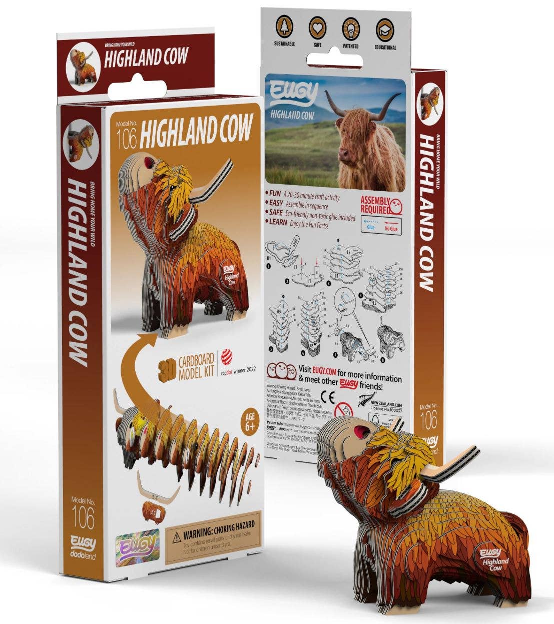 Highland Cow 3D Puzzle for Kids | STEM Animal Craft Activity