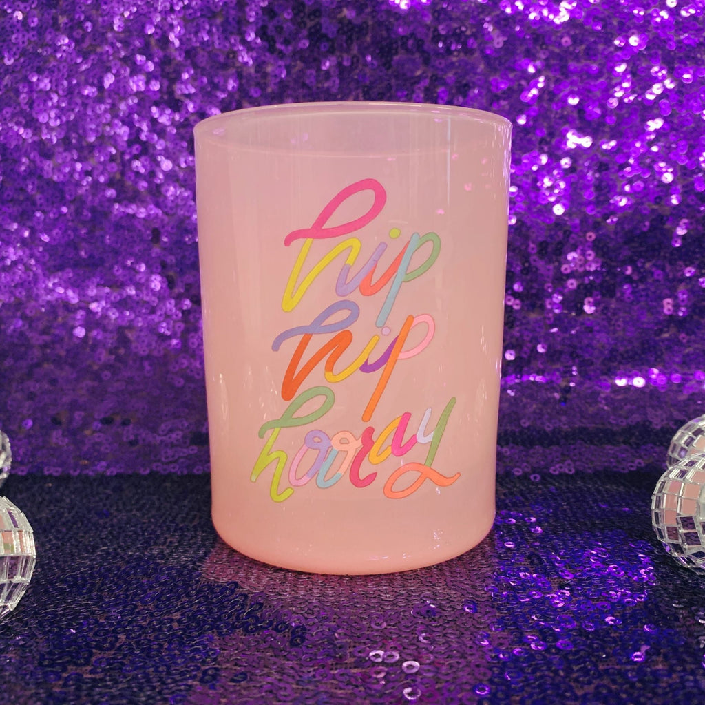 Hip Hip Hooray Double Old Fashioned Cocktail Glass | Classic Tinted Pink Glass | 12 oz