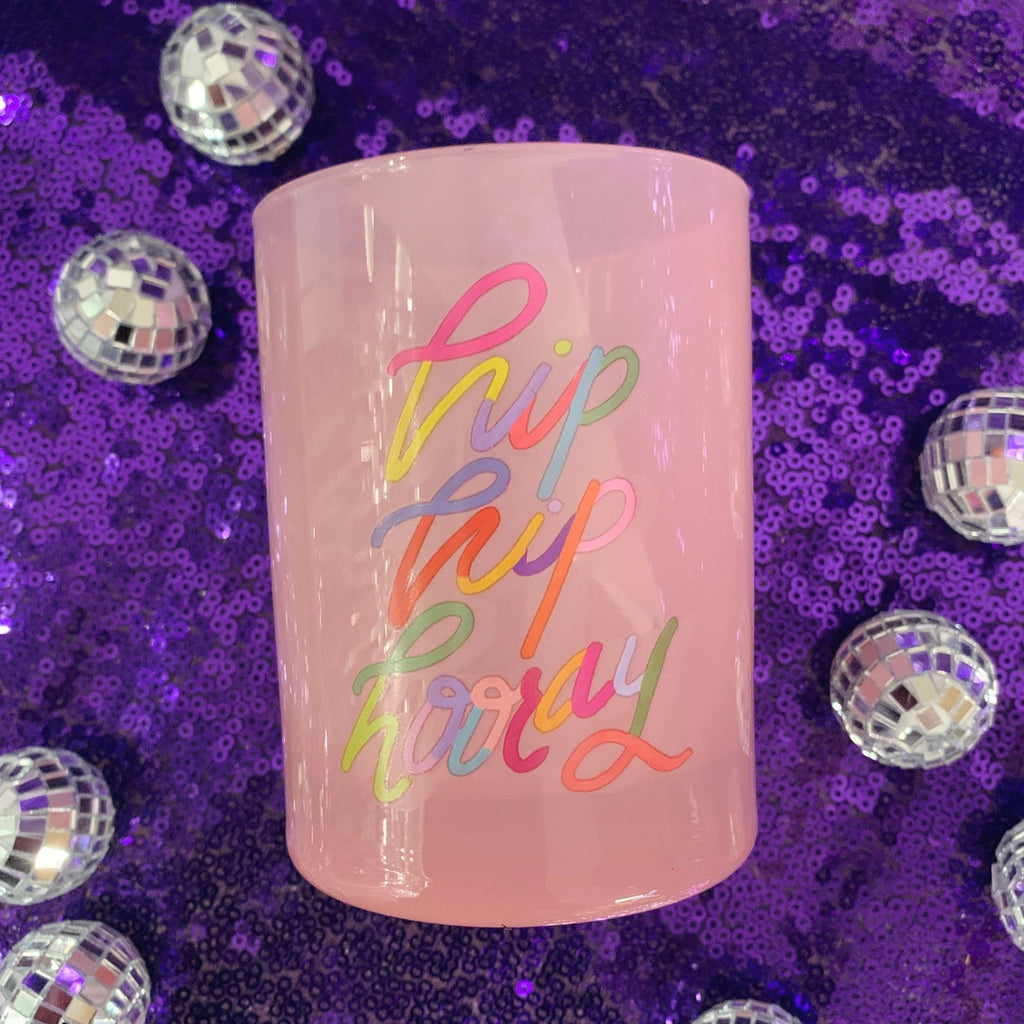 Hip Hip Hooray Double Old Fashioned Cocktail Glass | Classic Tinted Pink Glass | 12 oz