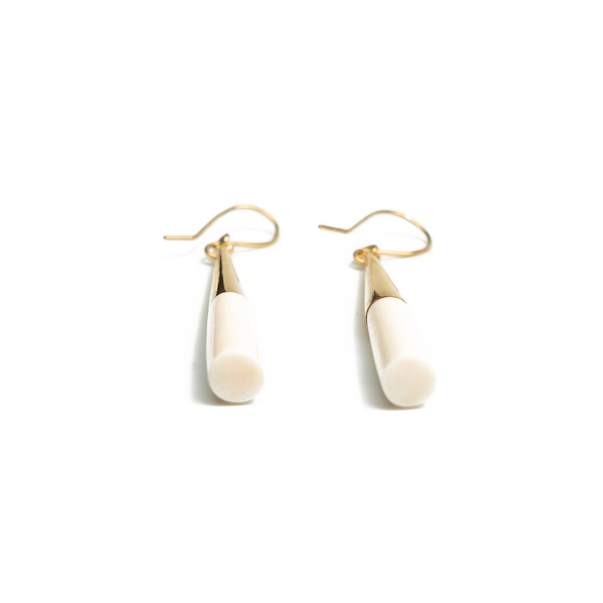 Horn and Recycled Brass Drop Hook Earrings - Lulu