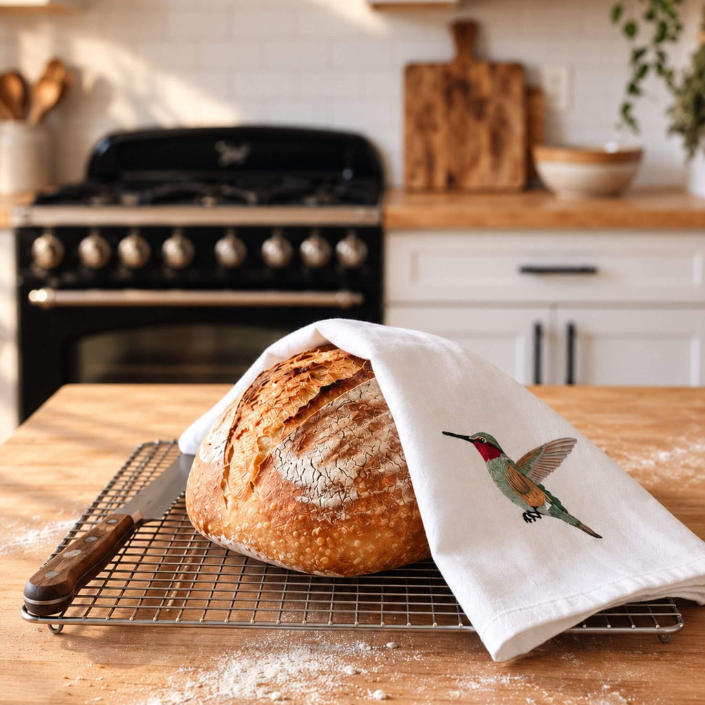 100% Cotton Tea Towels with Bird Embroidery - Kitchen Towels