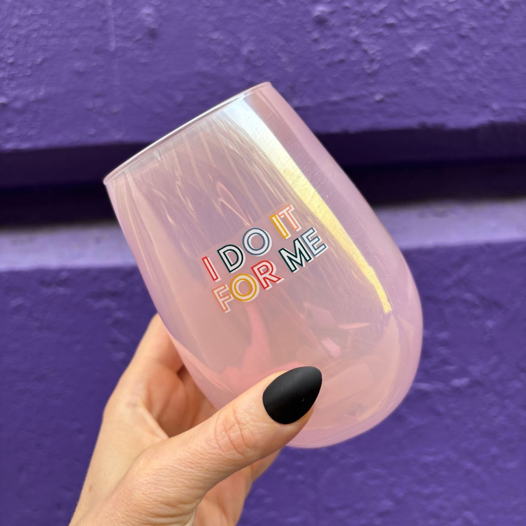 I Do It For Me Stemless Wine Glass in Purple | 20 Oz.