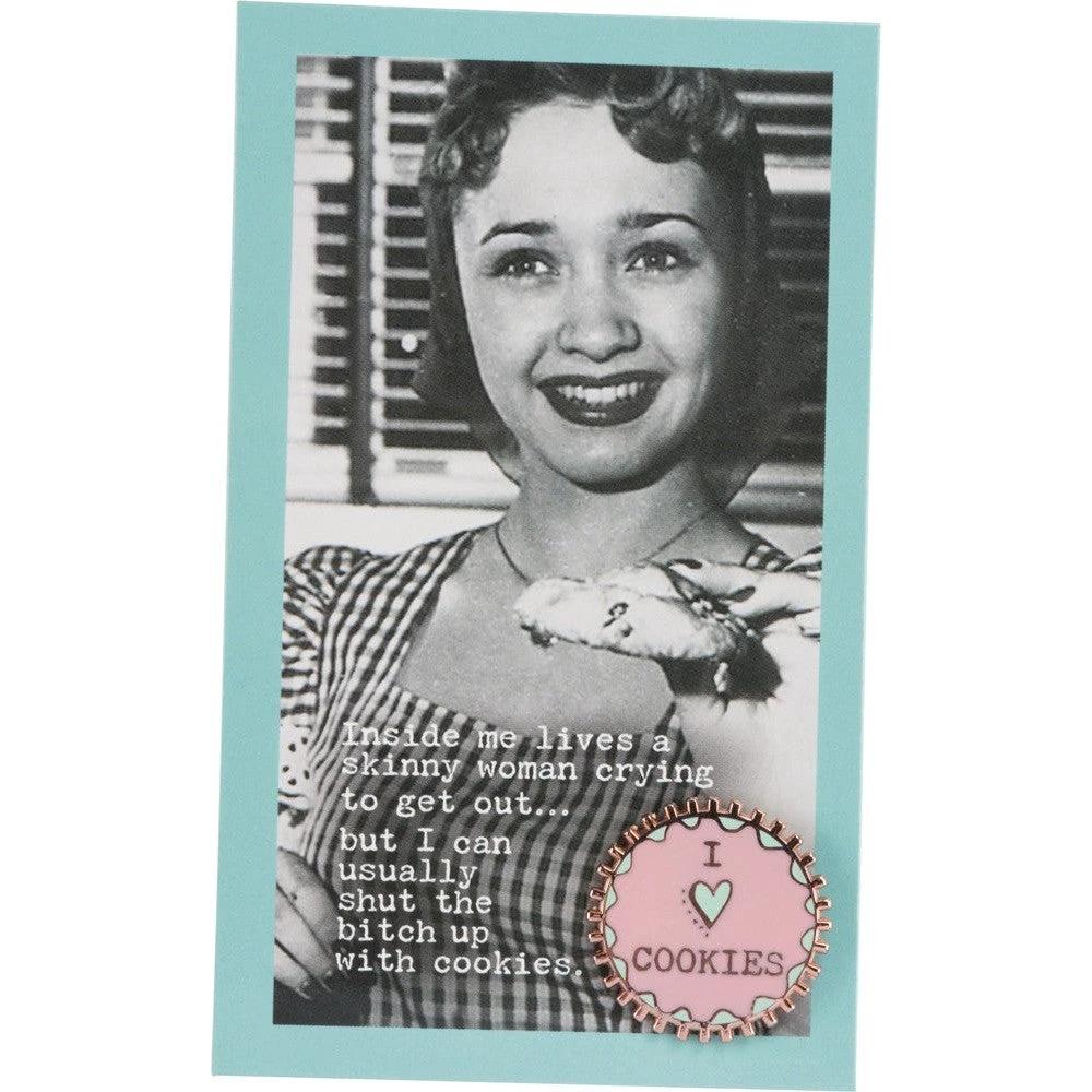 I Heart Cookies Enamel Pin in Pink and Green by The Bullish Store