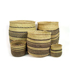 Natural African Iringa woven basket with Black Stripe