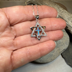 Star of David Cross Opal Necklace