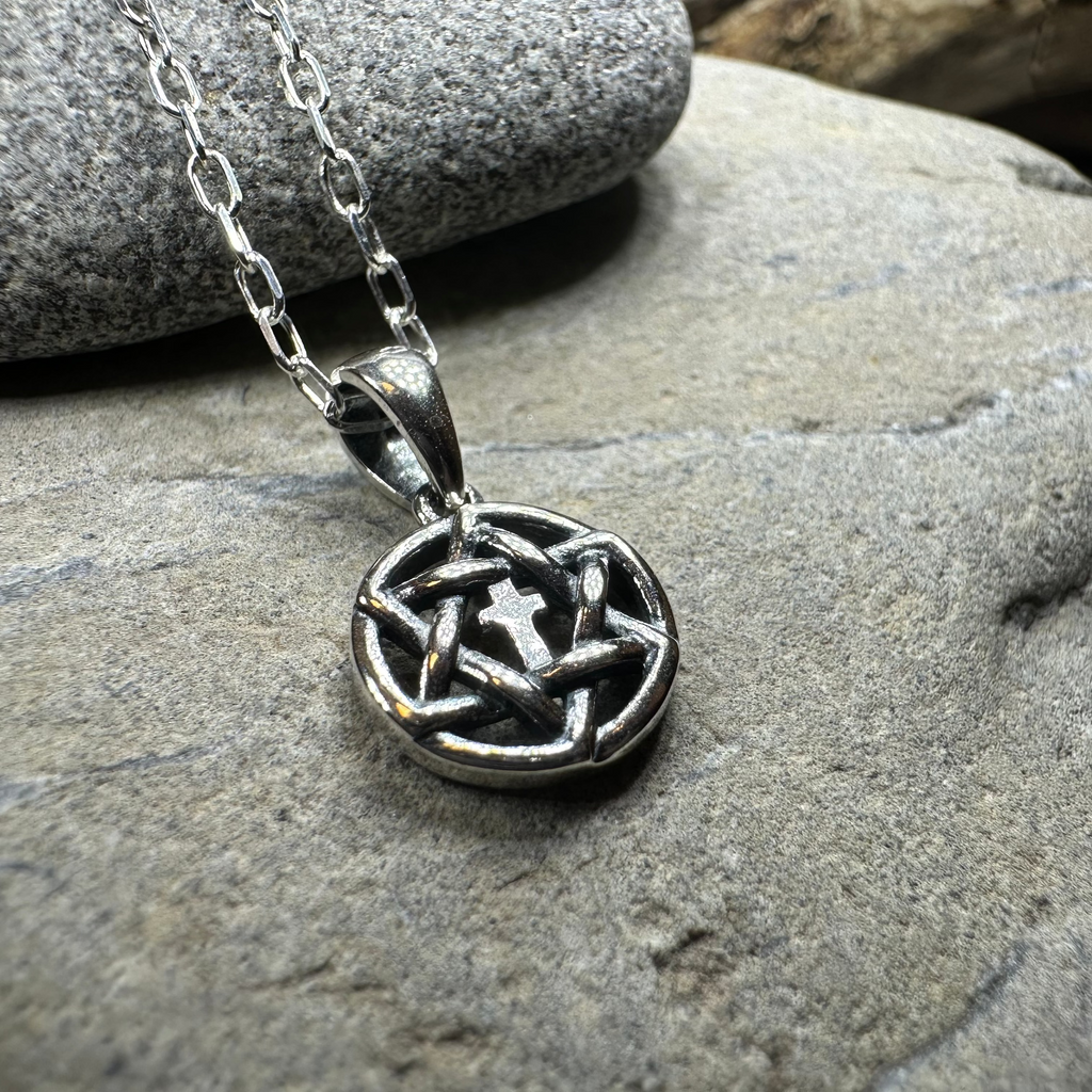 Petite Star of David Cross Necklace in Sterling Silver
