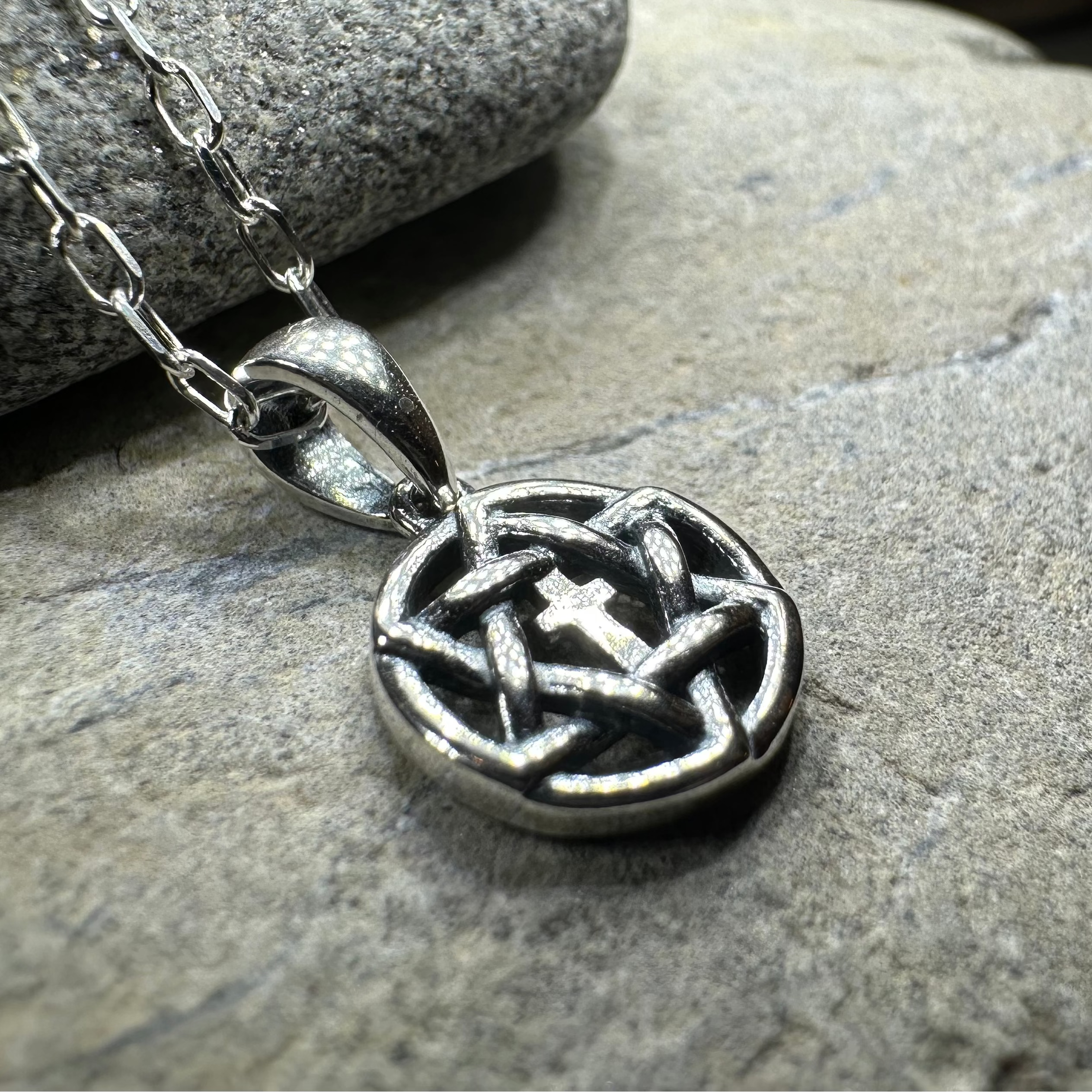 Petite Star of David Cross Necklace in Sterling Silver