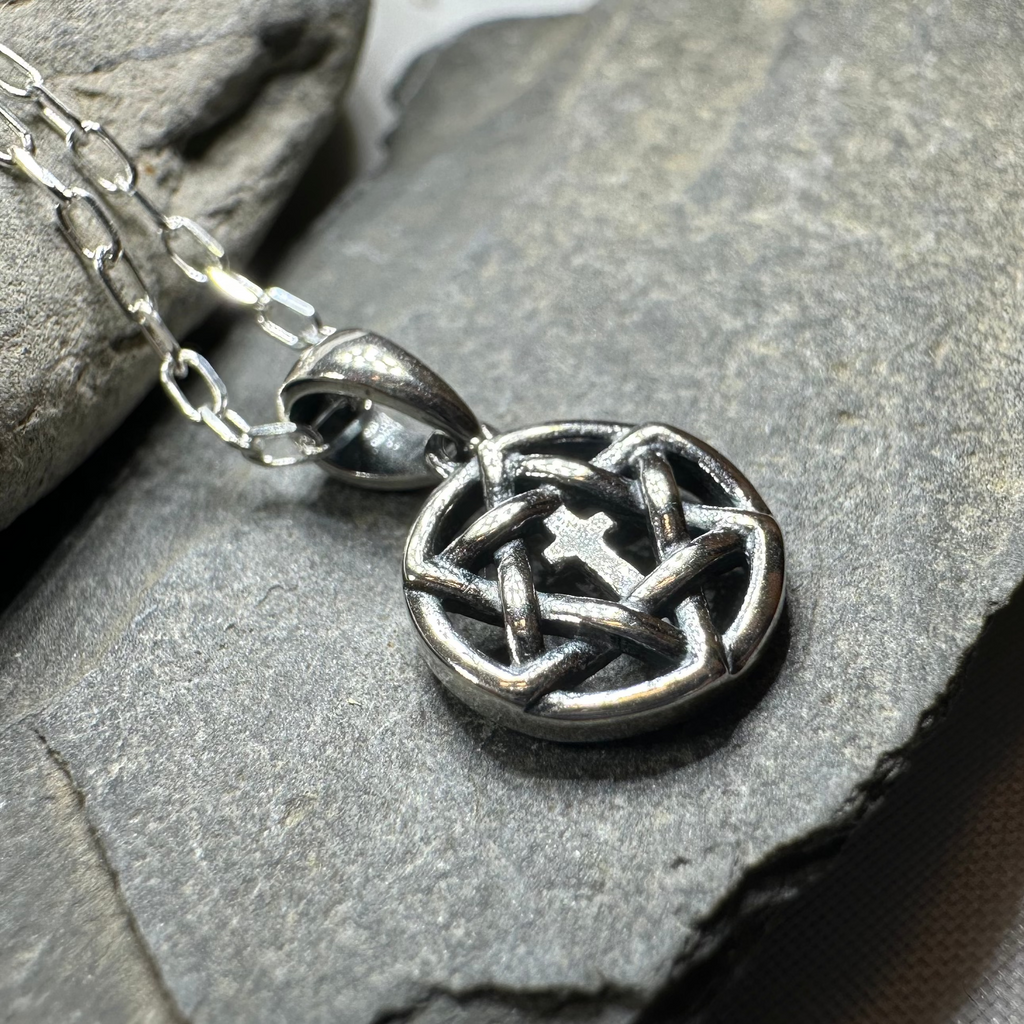 Petite Star of David Cross Necklace in Sterling Silver