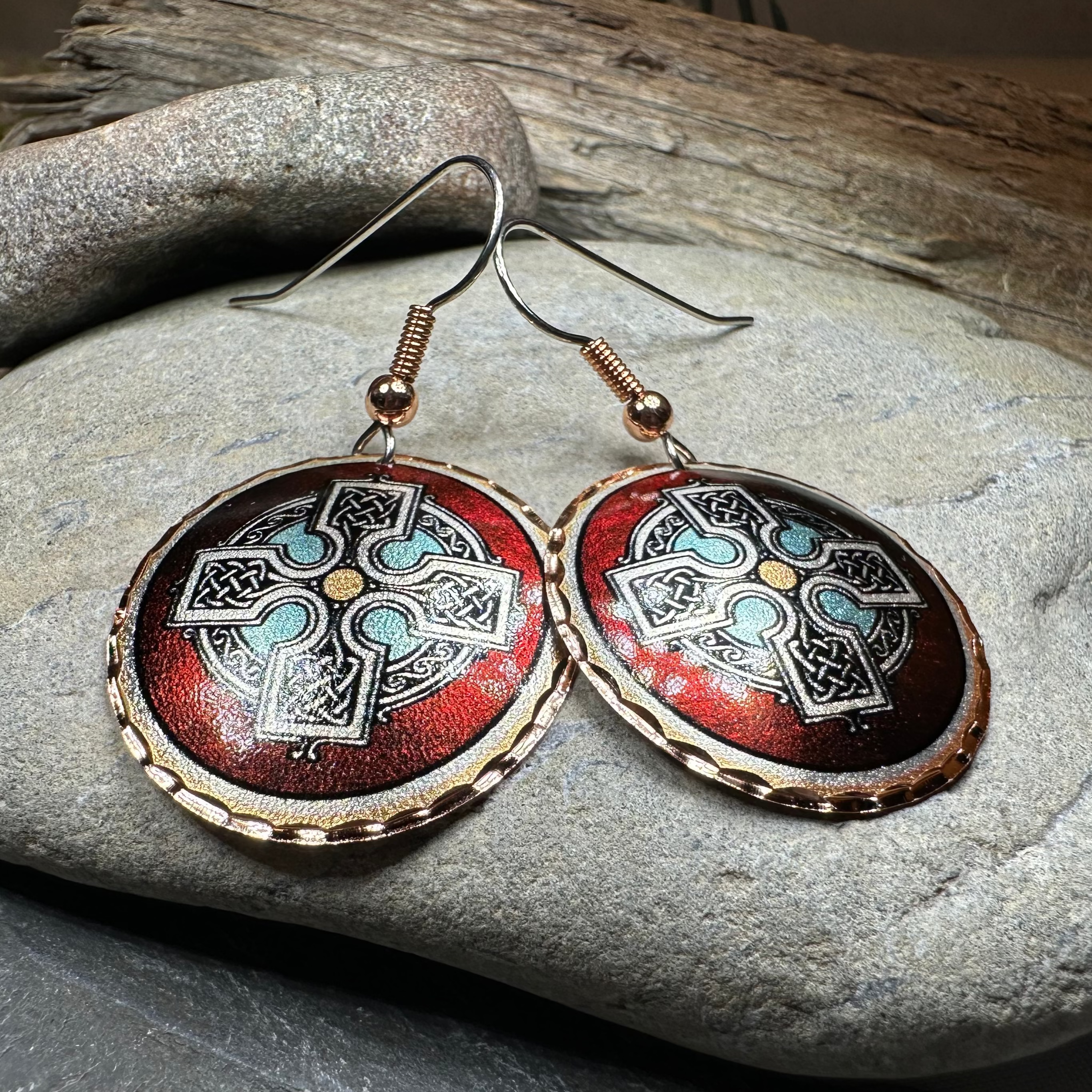 Ancient Celtic Cross Copper Earrings