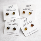 Erika Amber Stud Round Earrings Natural Resin Energetic - Mexico