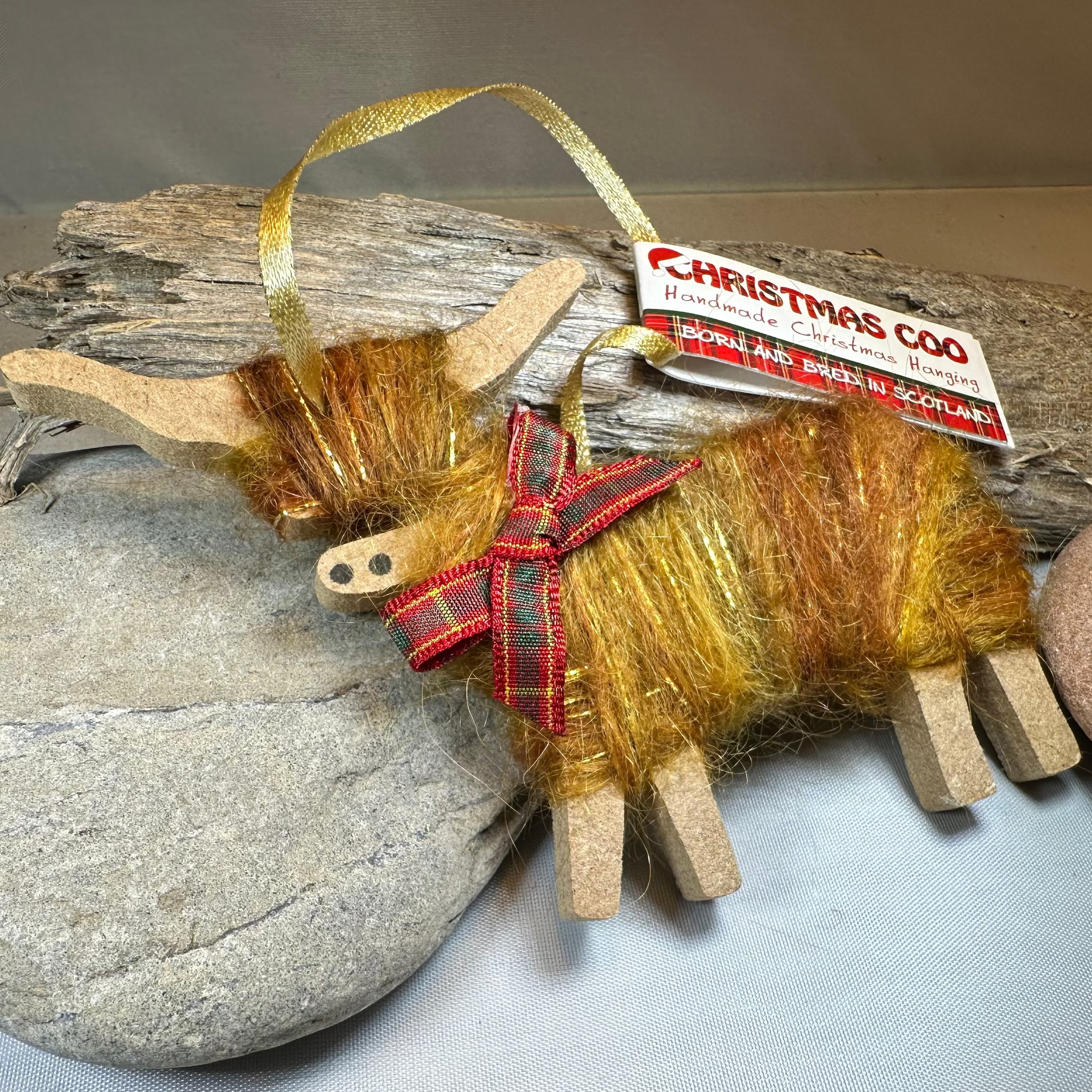 Christmas Highland Cow Ornament - Made in Scotland