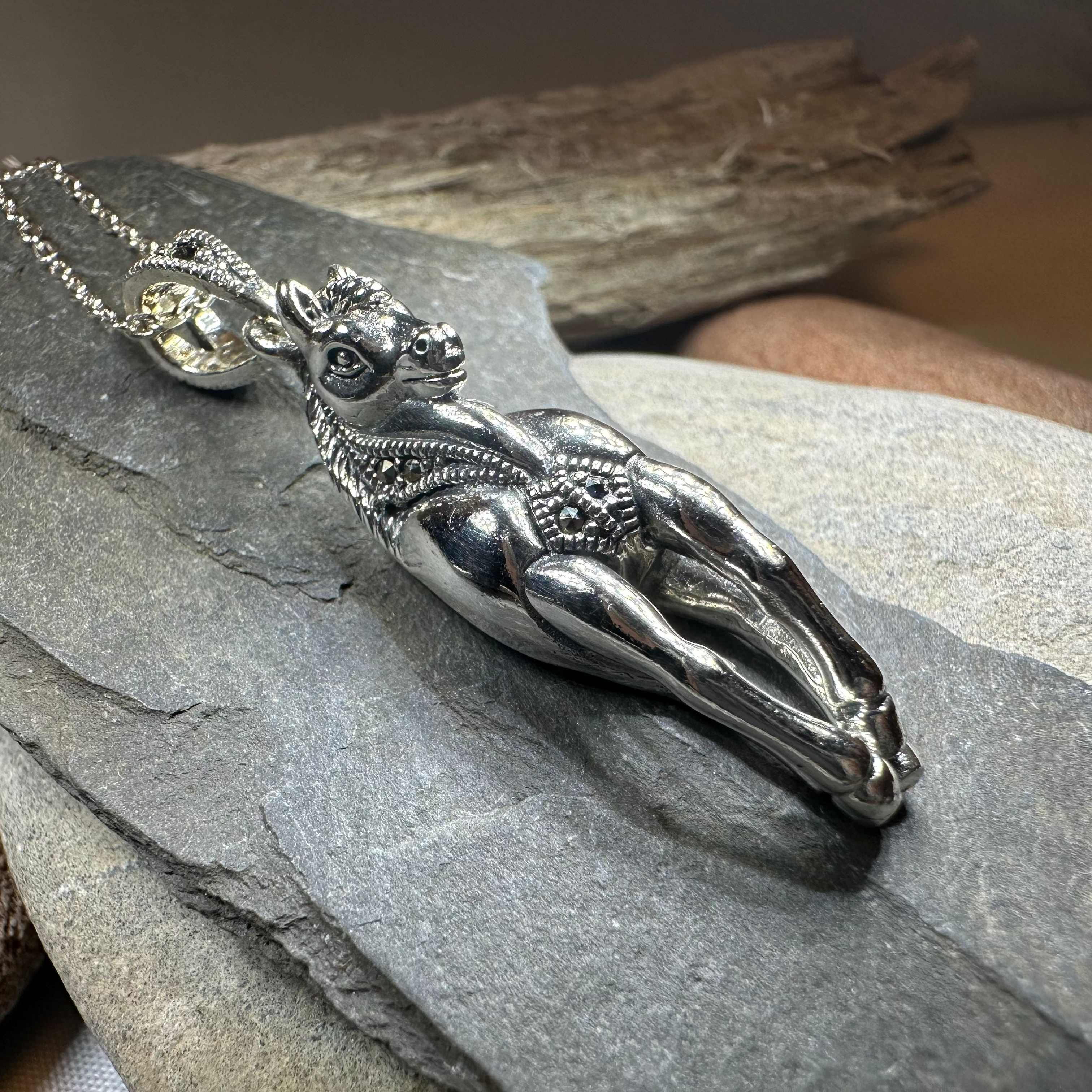 Wildfire Marcasite Horse Necklace