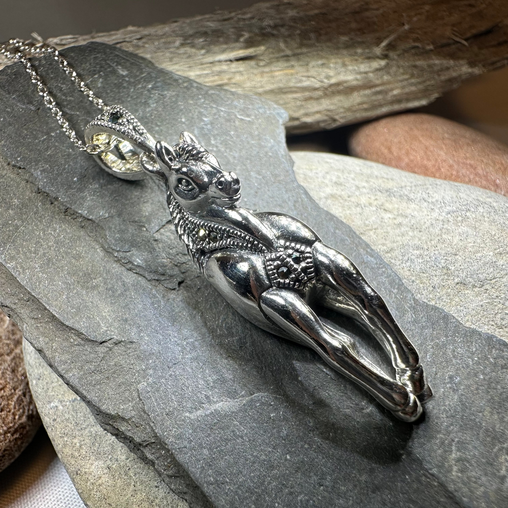 Wildfire Marcasite Horse Necklace