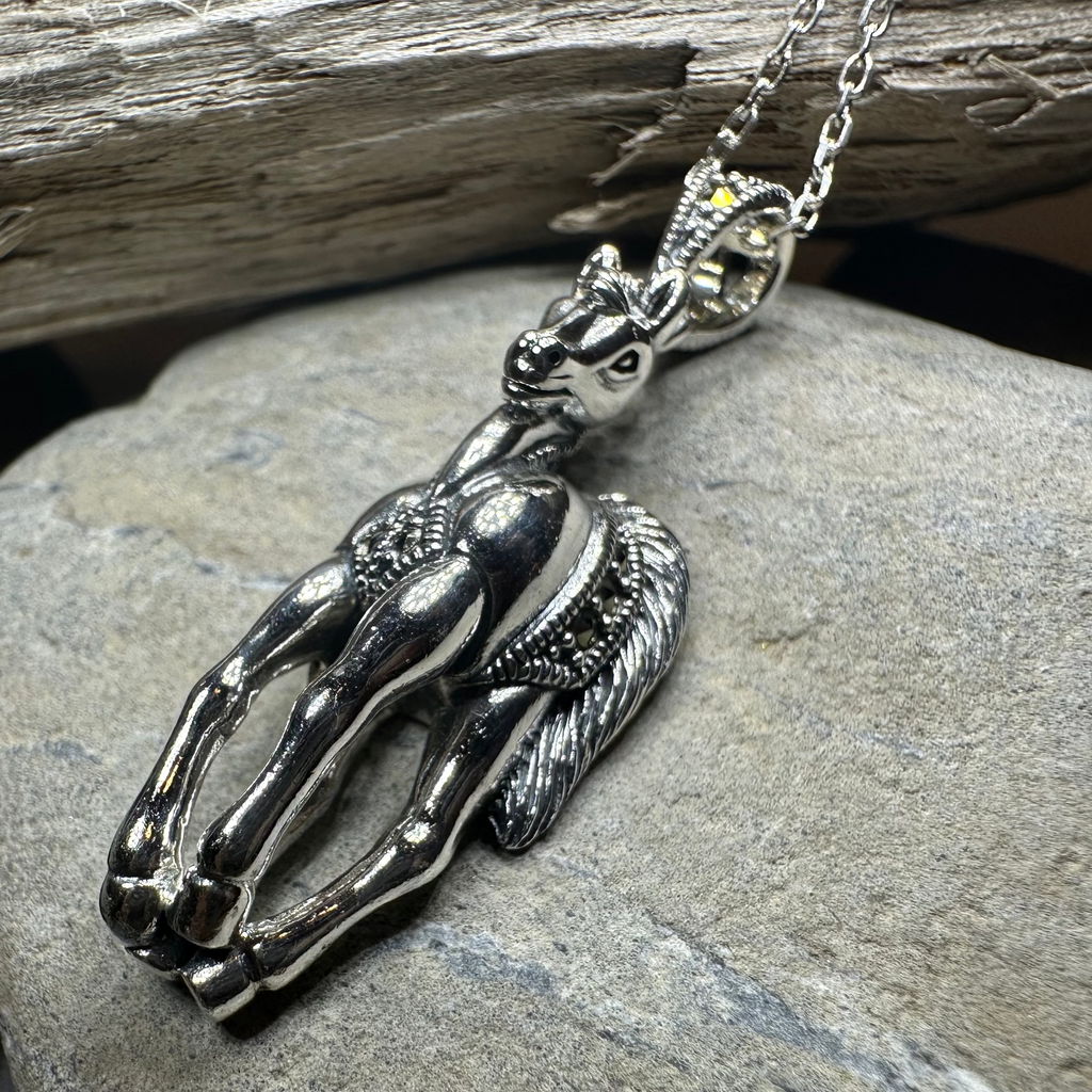 Wildfire Marcasite Horse Necklace