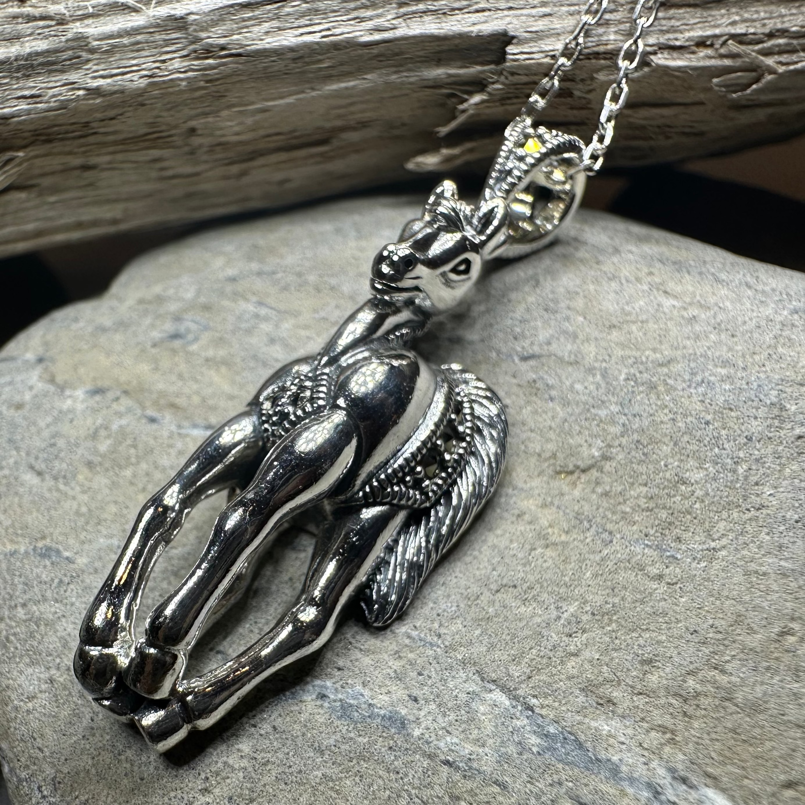 Wildfire Marcasite Horse Necklace