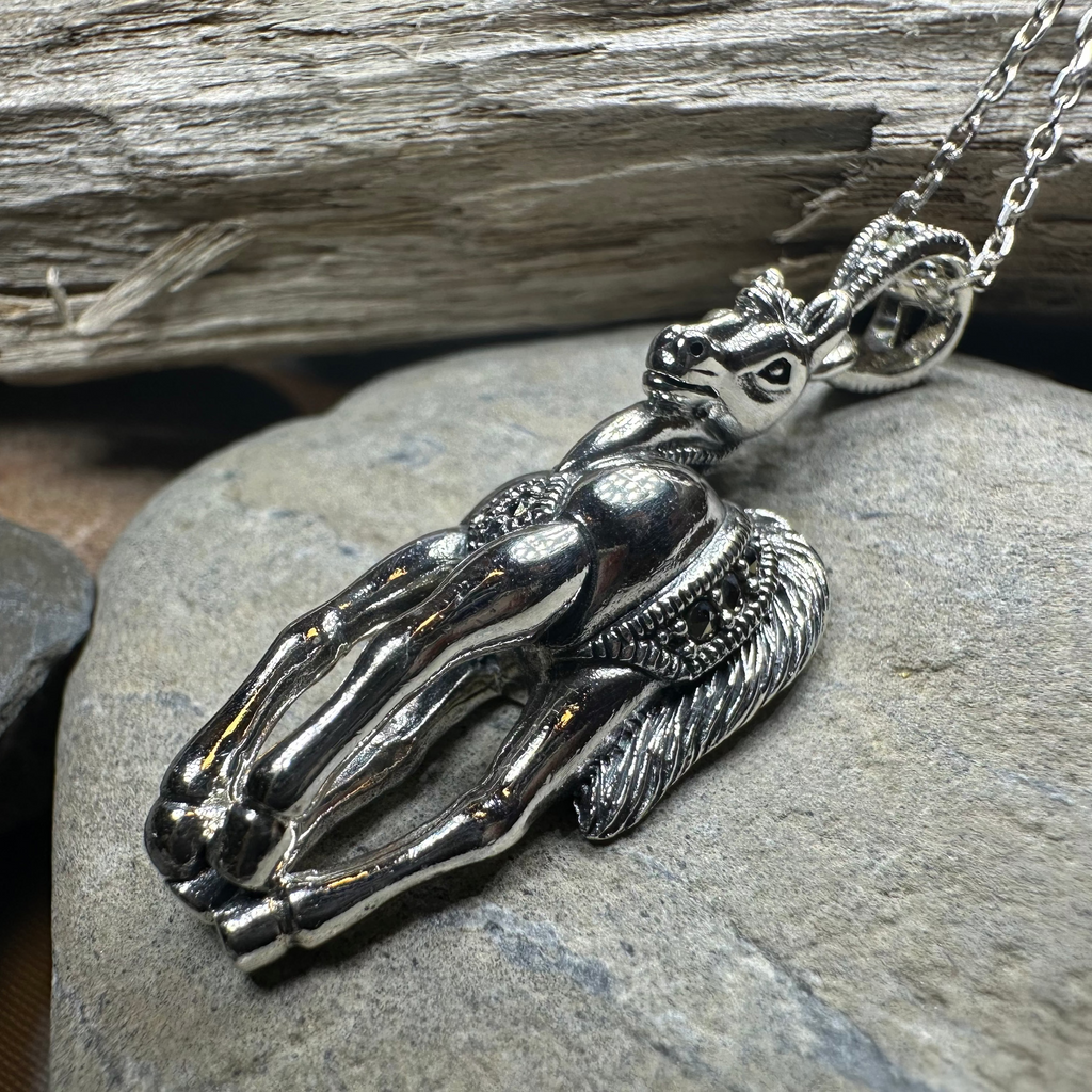 Wildfire Marcasite Horse Necklace