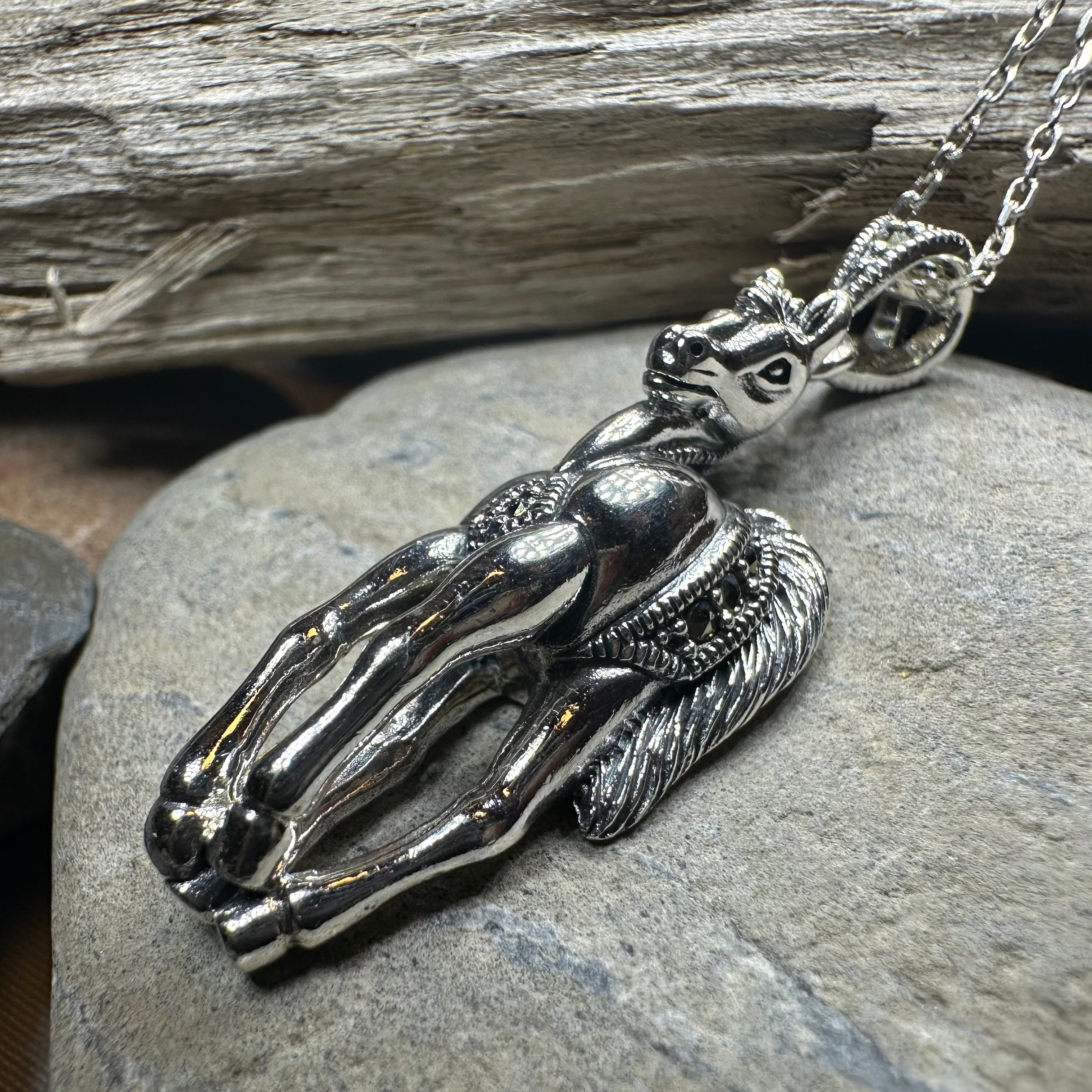 Wildfire Marcasite Horse Necklace